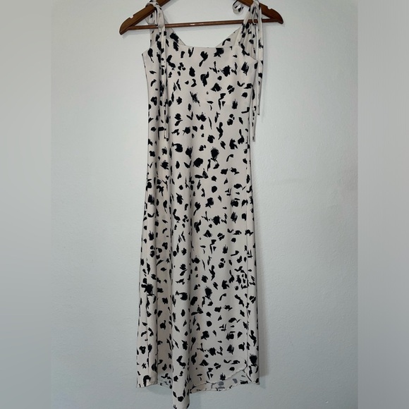 AUDREY 3+1 Leopard Speckled Ink Blot Print Tie Strap Midi Slip Style Dress EUC - Picture 8 of 16